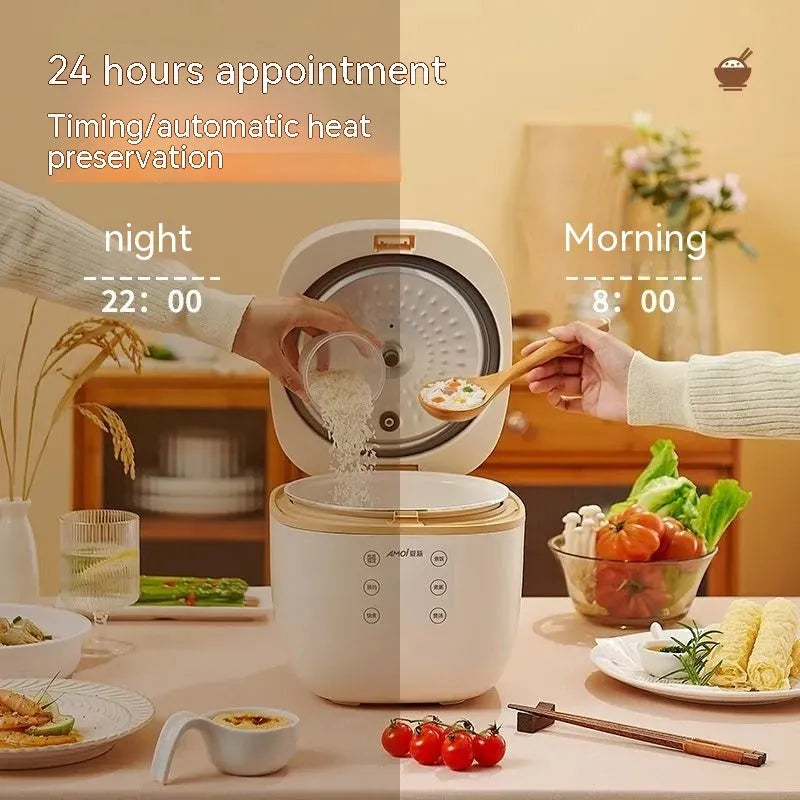 White intelligent multi-function rice cooker with 3L capacity and included accessories