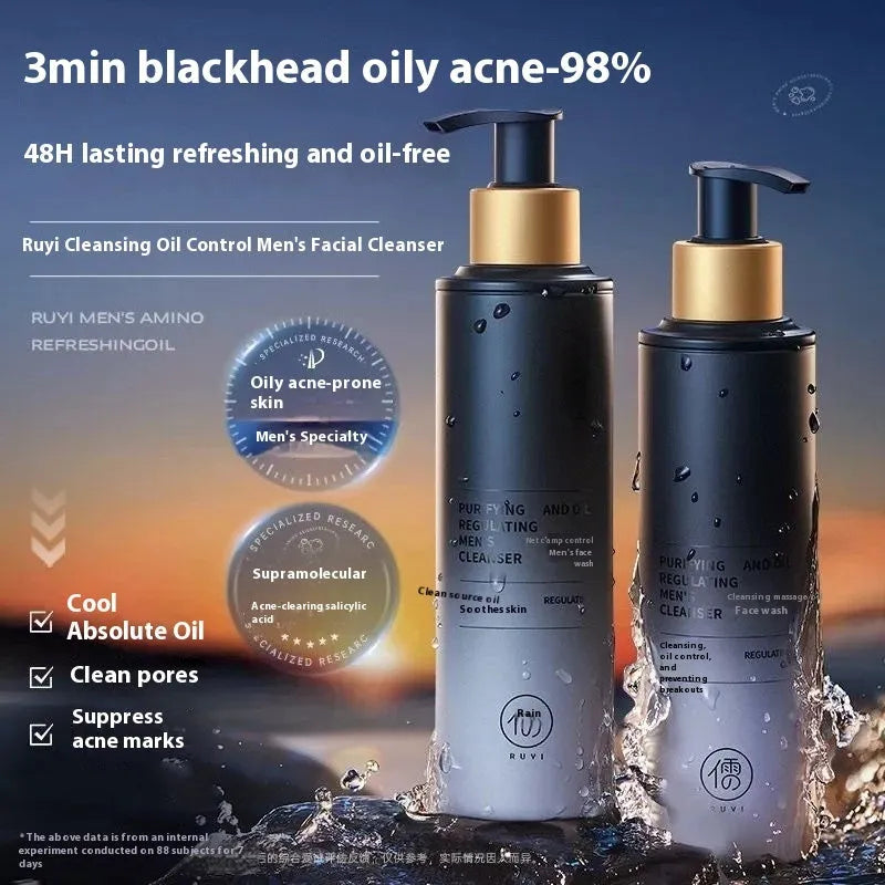 Men's facial cleanser 150ml bottle for oil control, blackhead removal and acne care