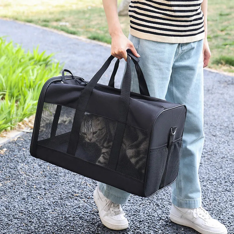 Pet carrier bag Oxford cloth portable travel for dog cat breathable foldable black grey blue purple sizes
