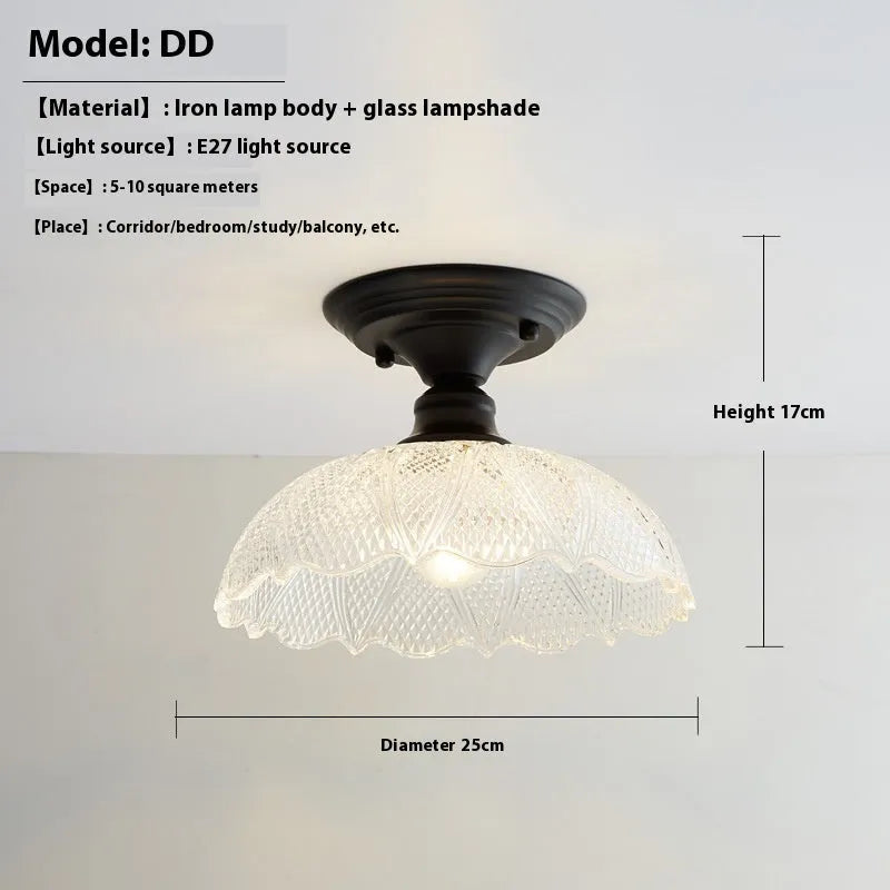 American retro single-head lamp with glass cover for hallway and balcony lighting