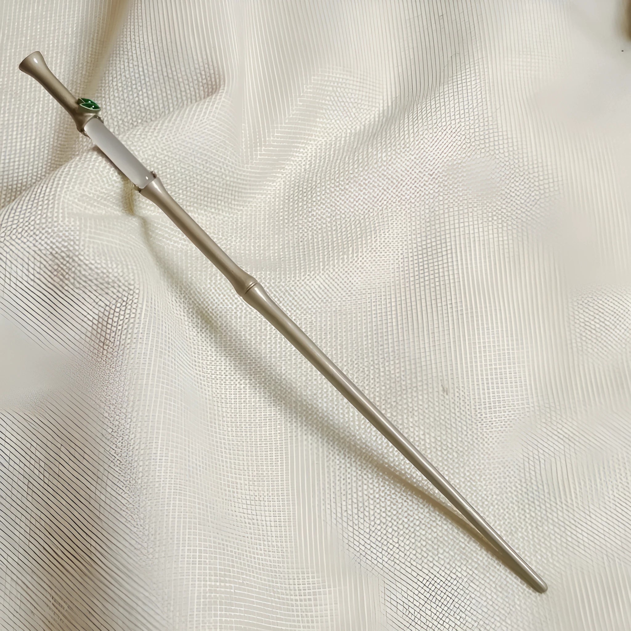 Alloy leaf-shaped hairpin with electroplated finish, style 5365, on neutral background