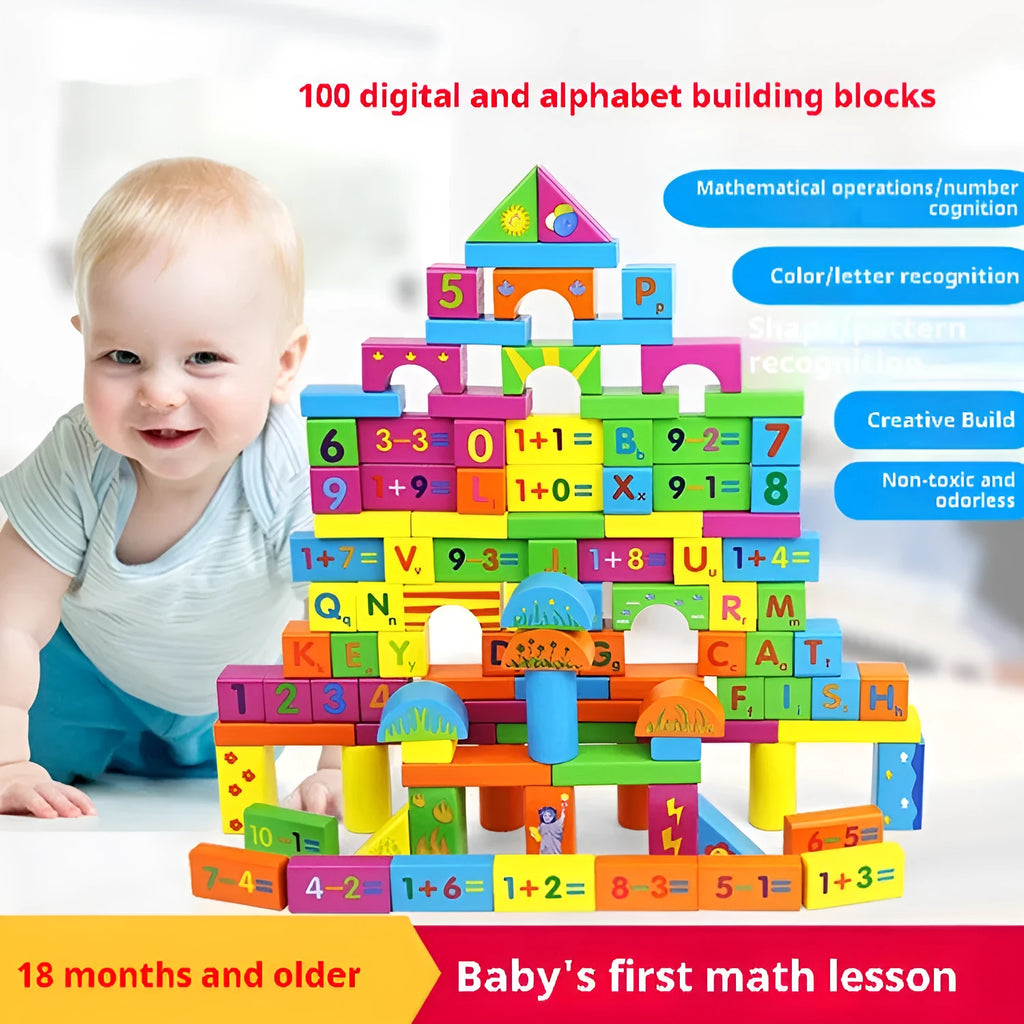 Large wooden assembled building blocks toy in barrel packing for infant aged 0-3 years