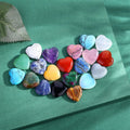 Set of natural crystal heart-shaped stone ornaments in random colours, 20x20x6mm each