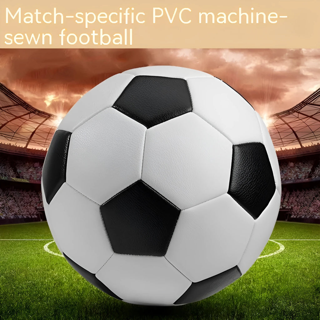 PVC football with machine seams in sizes 3, 4, and 5 for training and competition.