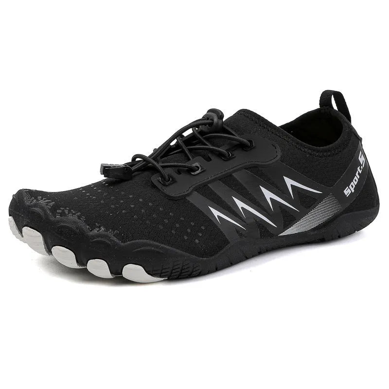 Low-top river tracing shoes in mesh with rubber sole, shown in apricot colour.