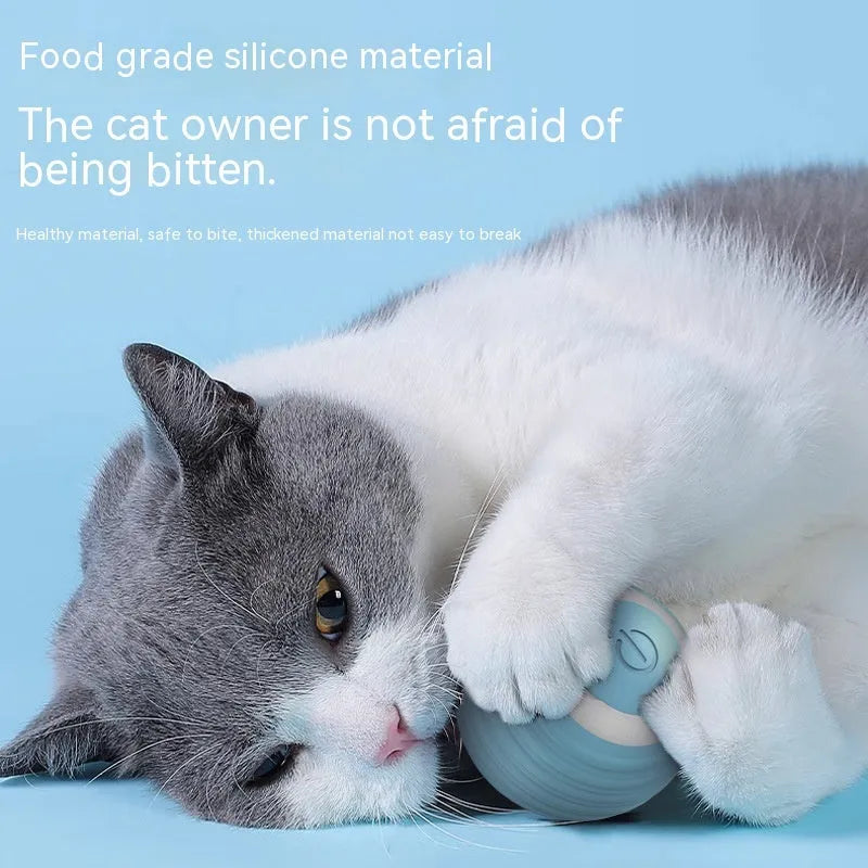 Blue automatic moving bouncing rolling ball smart cat toy for indoor cats with rechargeable design