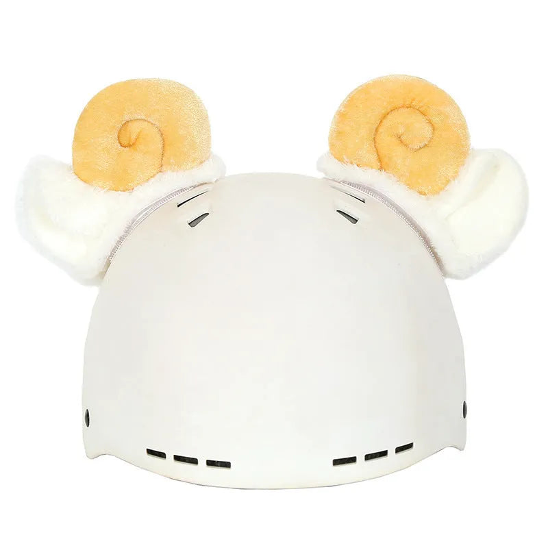 Plush fabric cartoon helmet hat decoration for ski helmets in multiple style variations