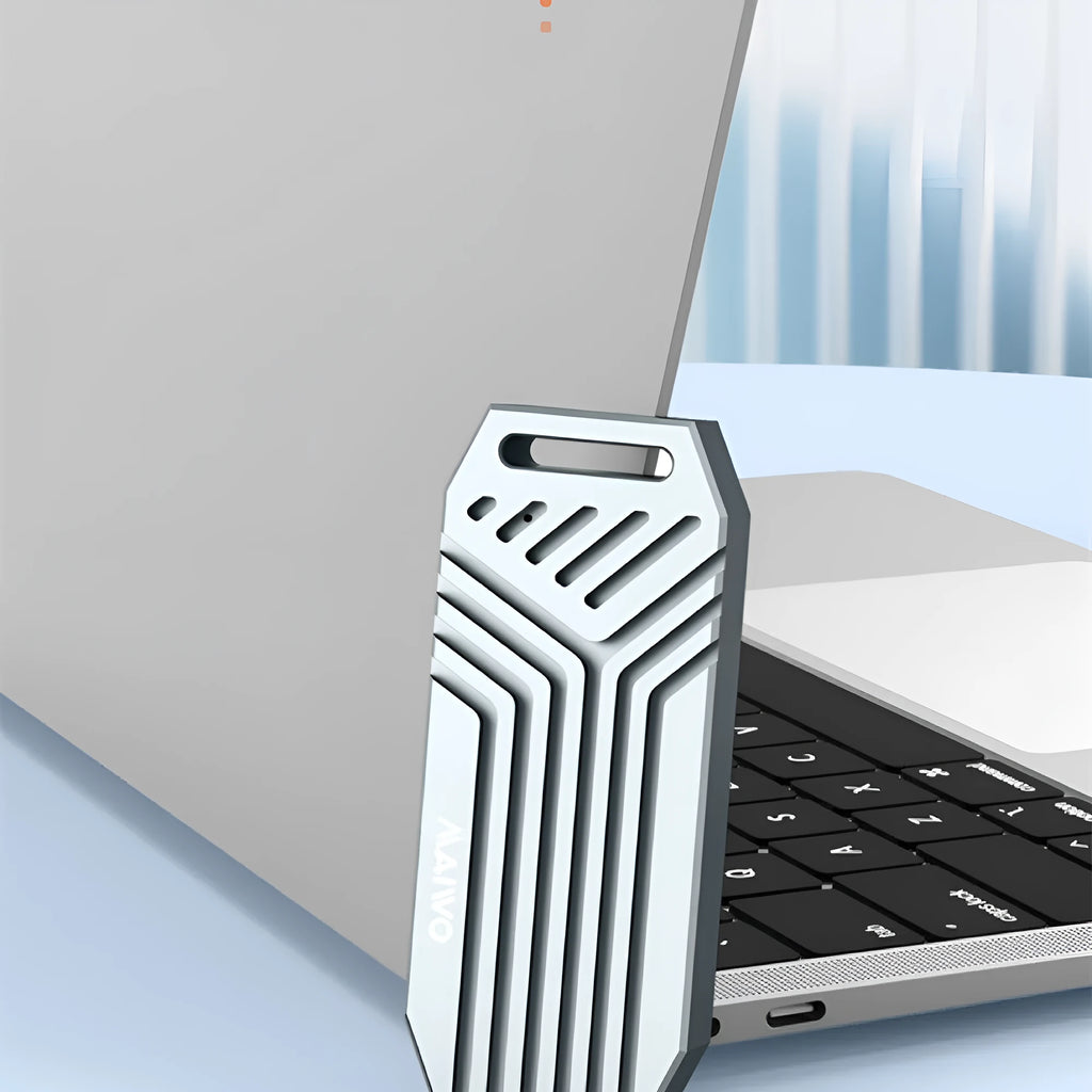 Thunderbolt 4 compatible M.2 NVMe SSD external enclosure in aluminium case with cooling fan option