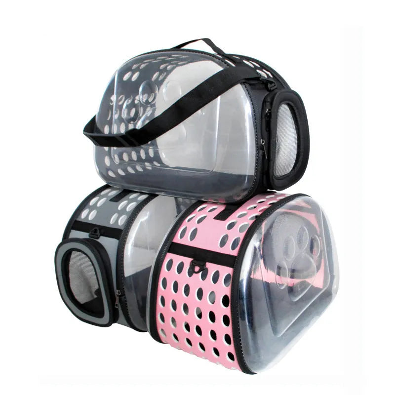 Breathable crossbody pet bag for small pets under 10 jin in solid colour with EVA and polyester fabric.