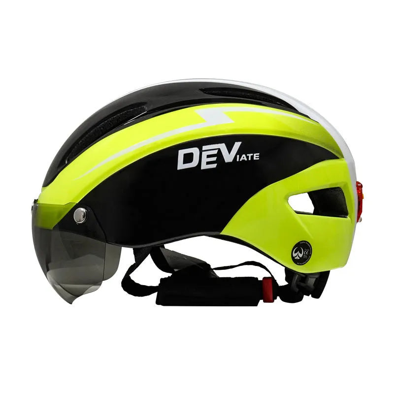 Adult bicycle helmet with integrated taillight restraint in multiple colour options including orange blue black