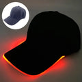 Halloween LED baseball cap showing integrated lighting effects in various pumpkin and solid colour designs
