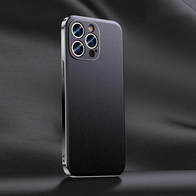Leather protective case for iPhone 11 to 15 back cover, solid colour, sleek design, multiple colour options available