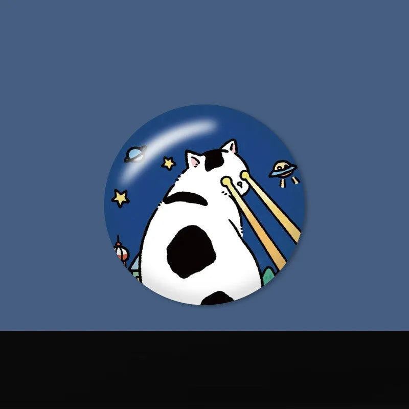 Creative telescopic glue cartoon mobile phone airbag bracket on desktop showing extended arm and cartoon colour design