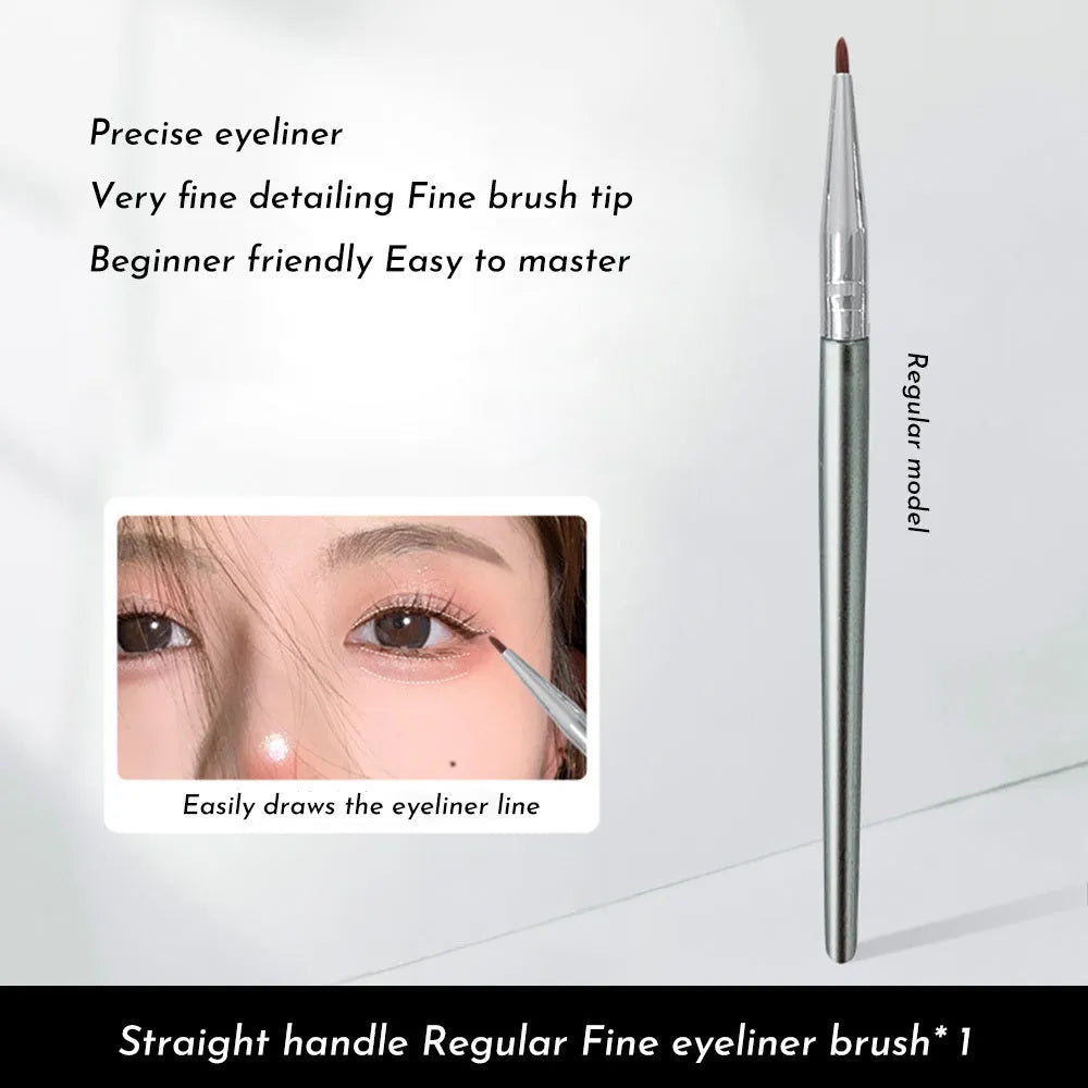 Bend head eyeliner brush with angled synthetic bristles for precise under eye and tear trough makeup application