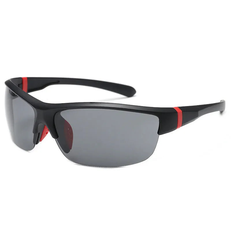 Men's semi-frameless athletic sunglasses for cycling in Bright Black Blue Mercury colour