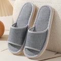 Women's open-toe cotton linen slippers in various colours with thickened soles