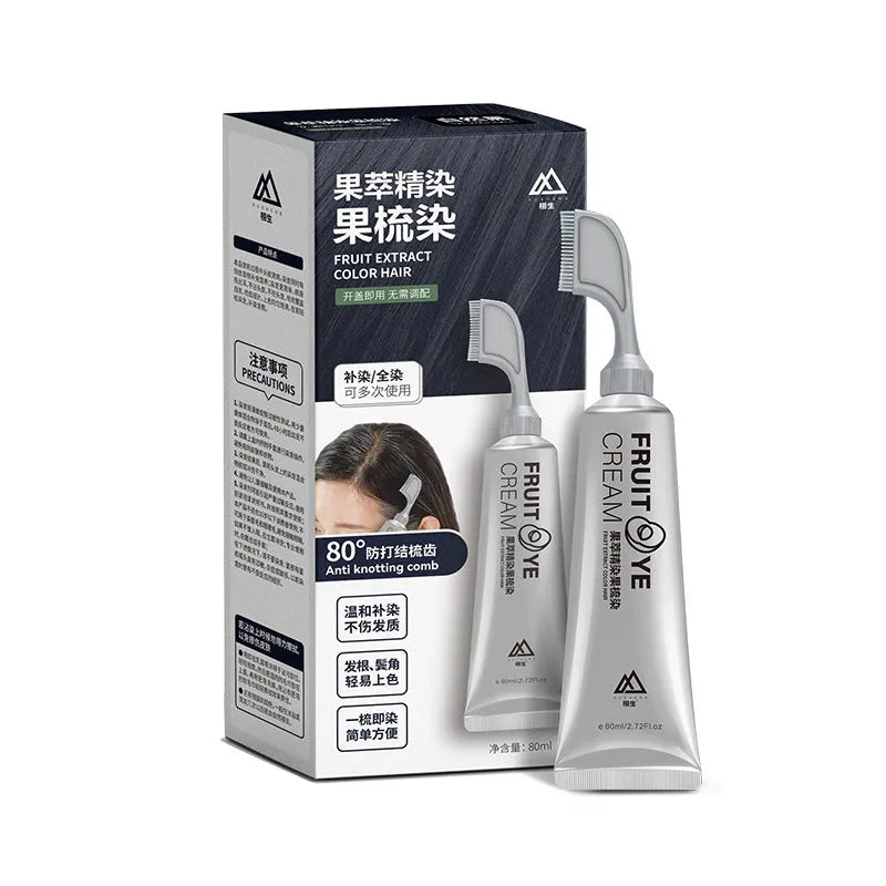 Lifelike fruit colour hair dye cream 80ml in black, black brown, and chestnut brown shades