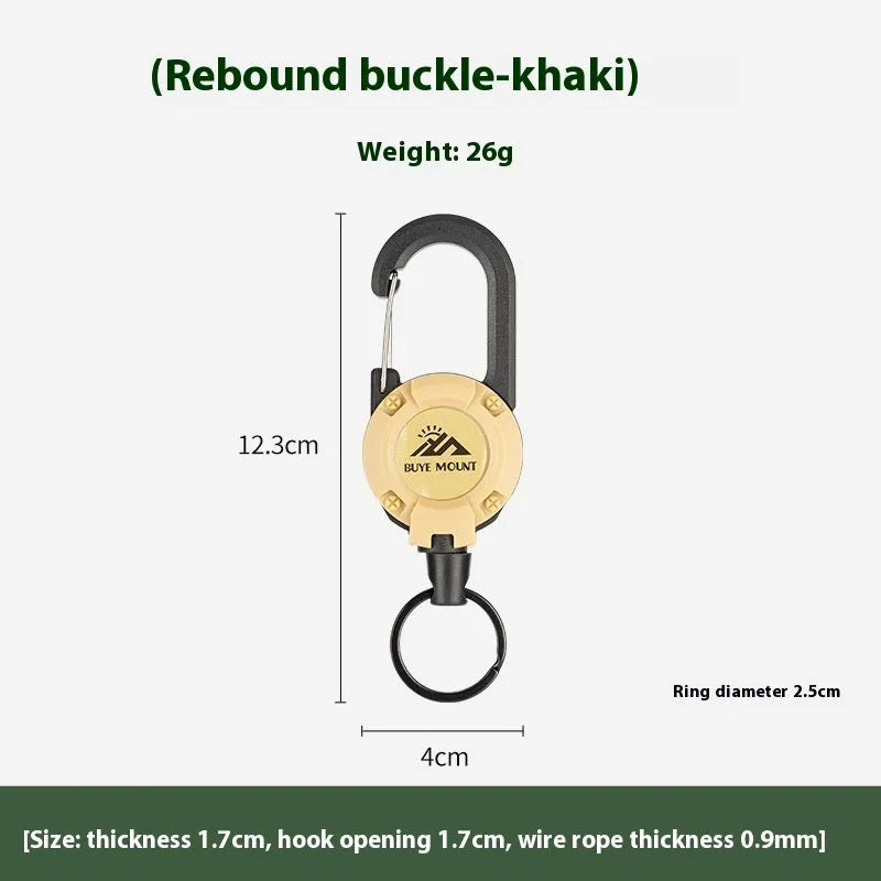 Outdoor camping tactical retractable buckle in plastic, available in four colours, 12.3cm size