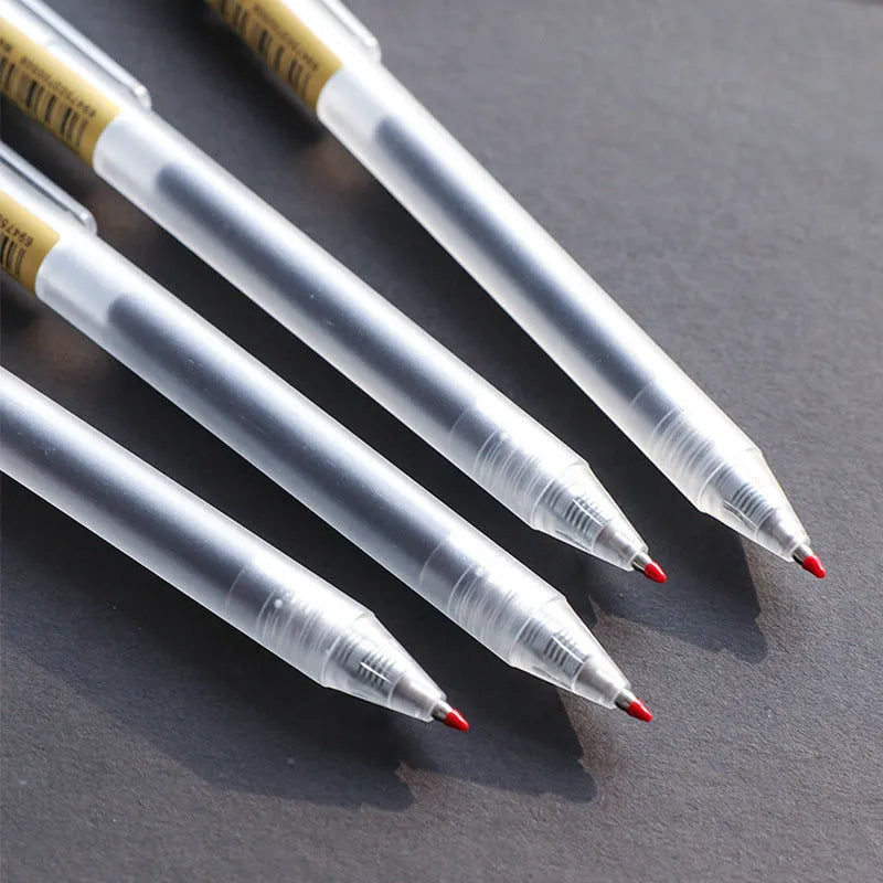 12 black retractable gel pens with frosted stick barrels and 0.5mm tips plus 2 refills