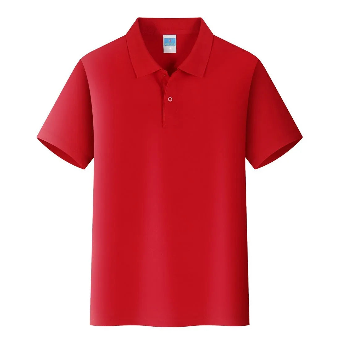 Short-sleeved cotton advertising shirt in a straight fit, shown in multiple colour options.