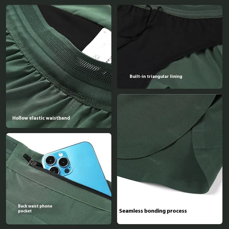 Breathable sweat-wicking anti-exposure lining exercise shorts for men in polyester fibre available in multiple colours and sizes