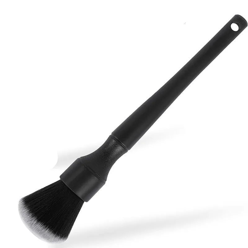 Black car detailing brush with super soft pig hair bristles shown in two sizes: 240mm and 160mm.
