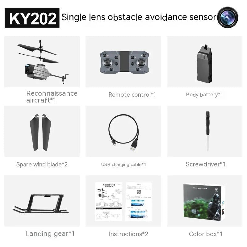 Heifeng gray reconnaissance UAV helicopter with obstacle avoidance sensors and remote control