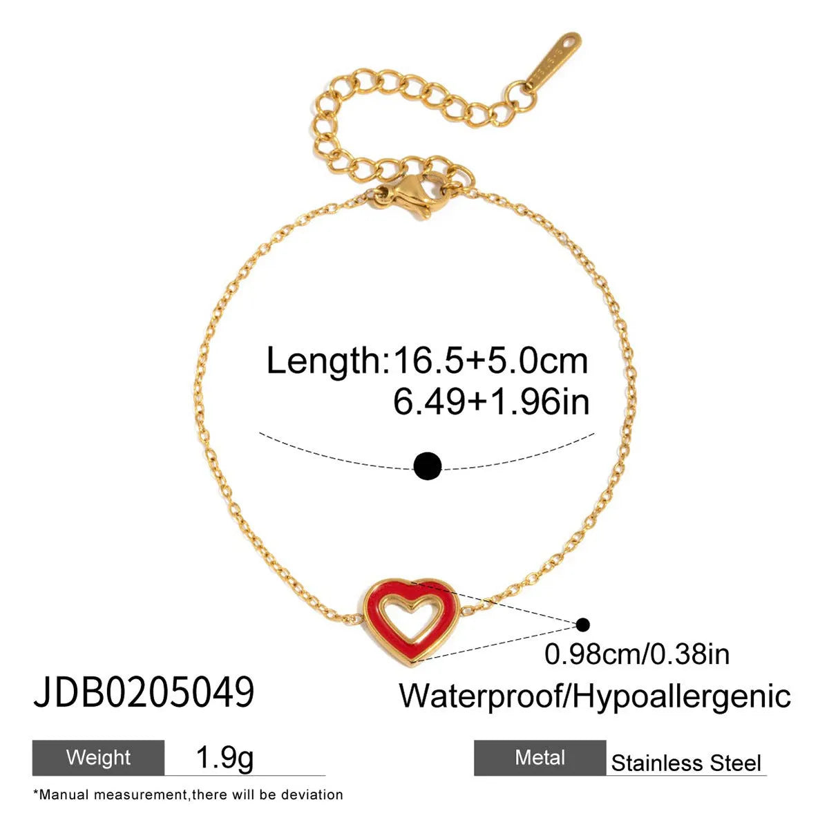 Stainless steel geometric drip oil love bracelet for women electroplated finish