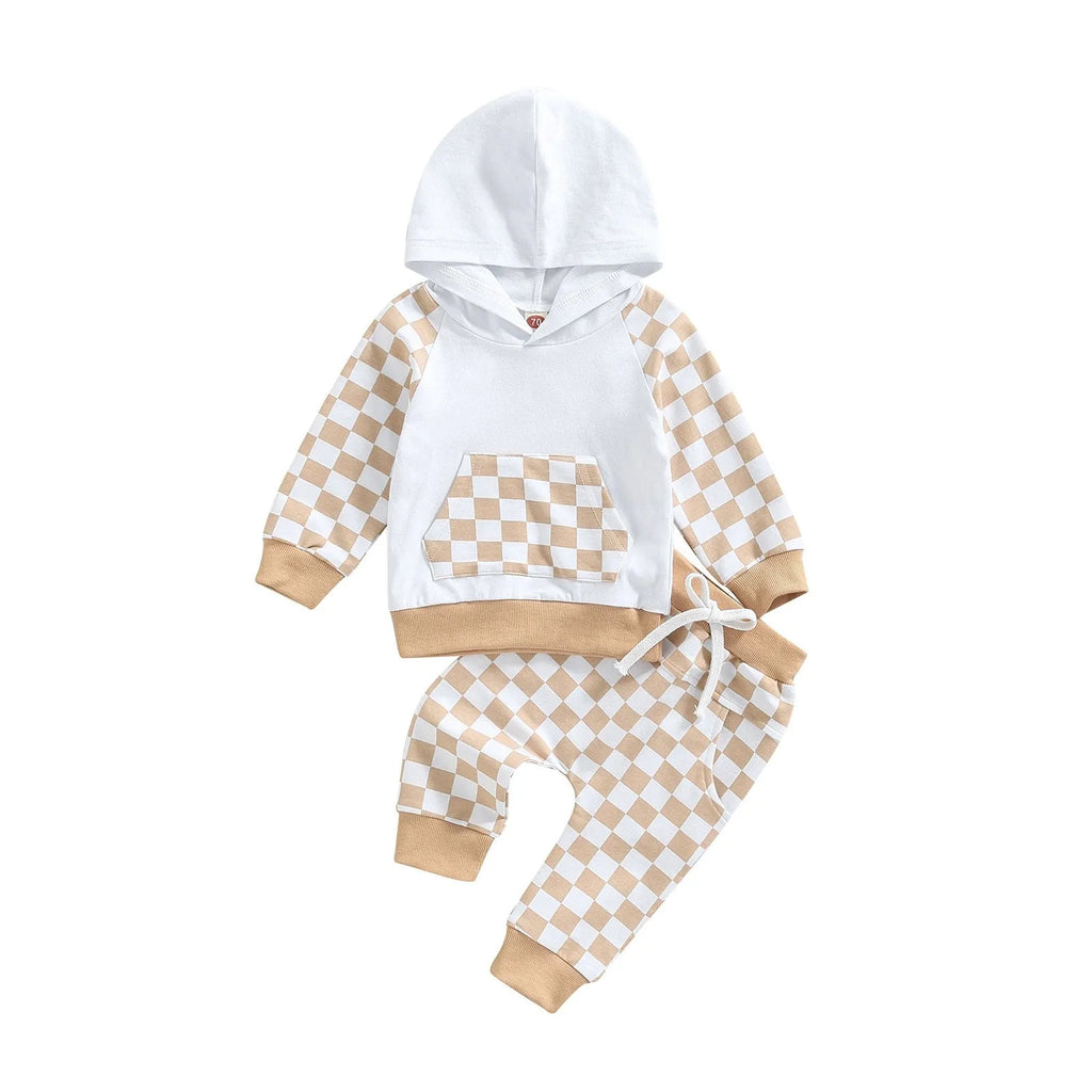 Casual boys' cotton hoodie and trousers suit in creamy-white, two-piece set for children 80-120cm