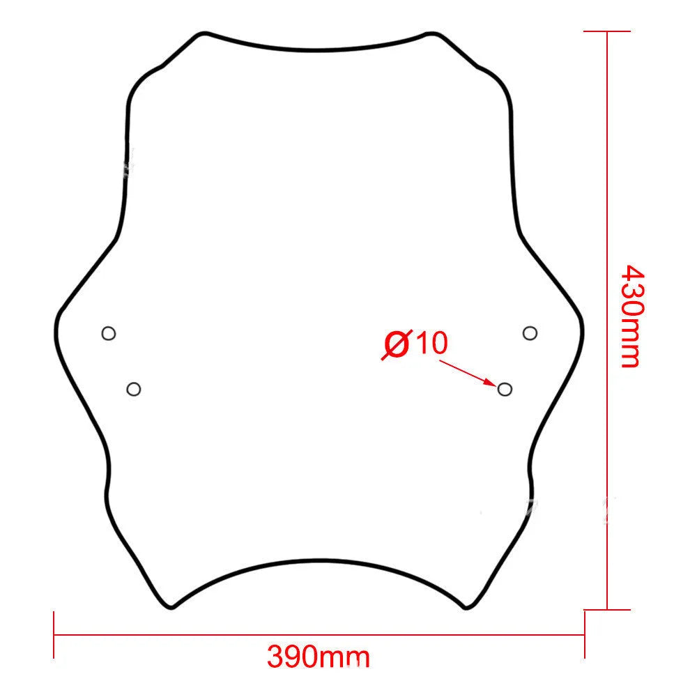 Universal motorcycle windshield made of ABS plastic in smoke colour, fitted on handlebars