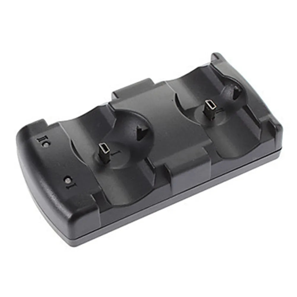 Black PS3 dual controller charging dock with USB connection for wireless charging