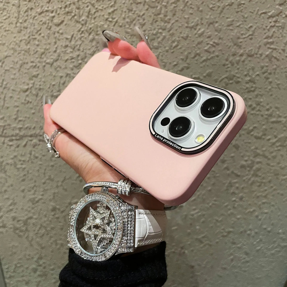 Frosted crystal sand skin feel phone case for iPhone 14 in titanium gray colour