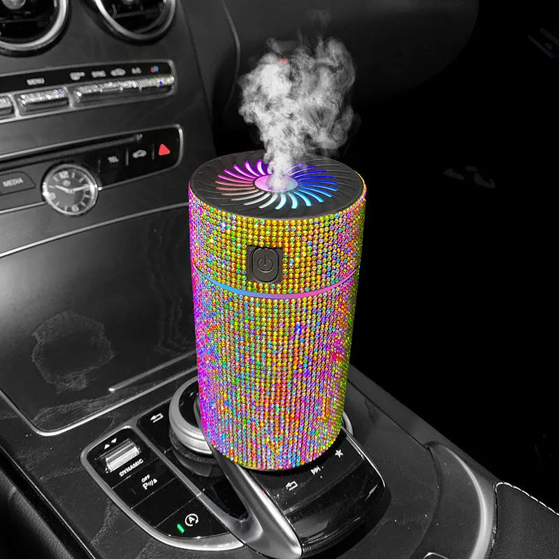 Car-mounted air humidifier and purification system with water-diamond filter measuring 14cm