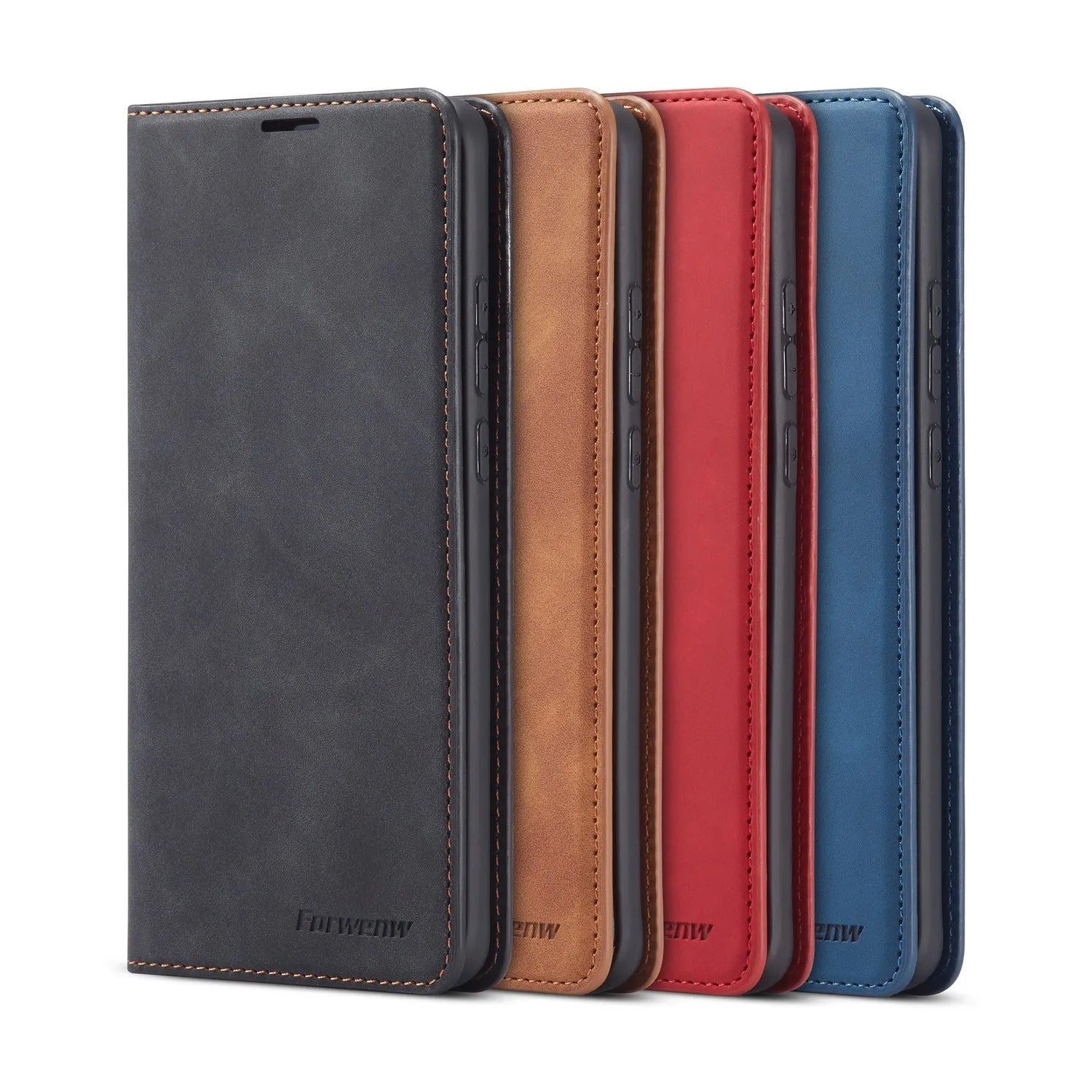Flip leather phone case for Huawei P40 Pro with card slot, black colour, handmade PU and TPU construction