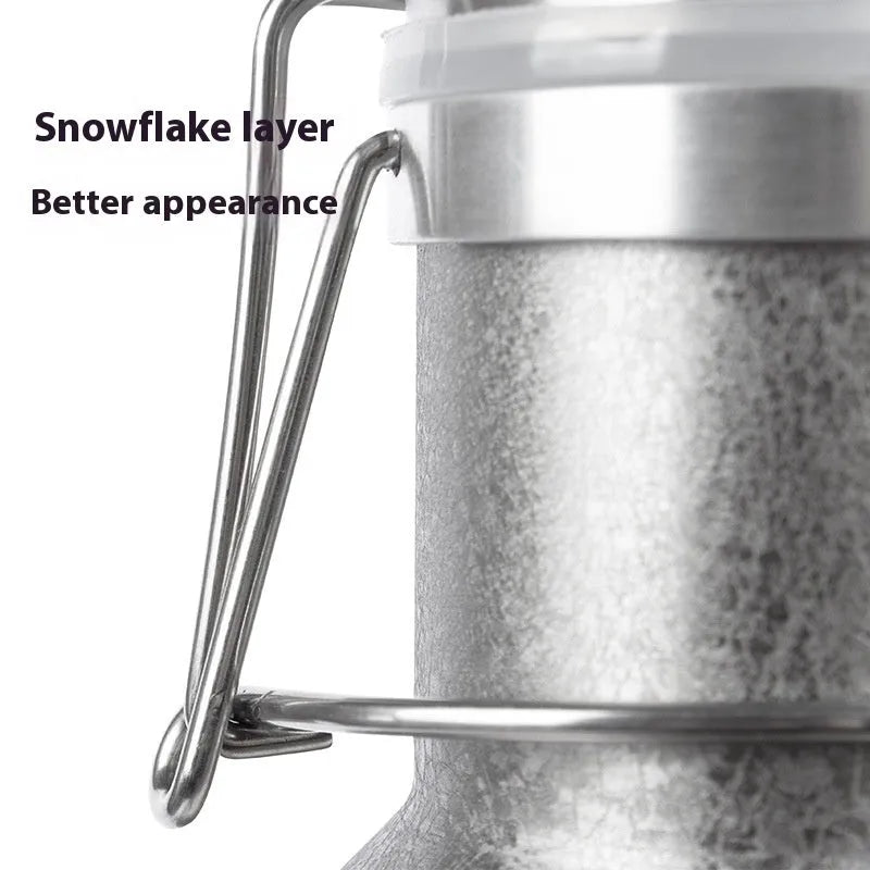 Large stainless steel outdoor thermal pot with handle for portable use during camping and picnics