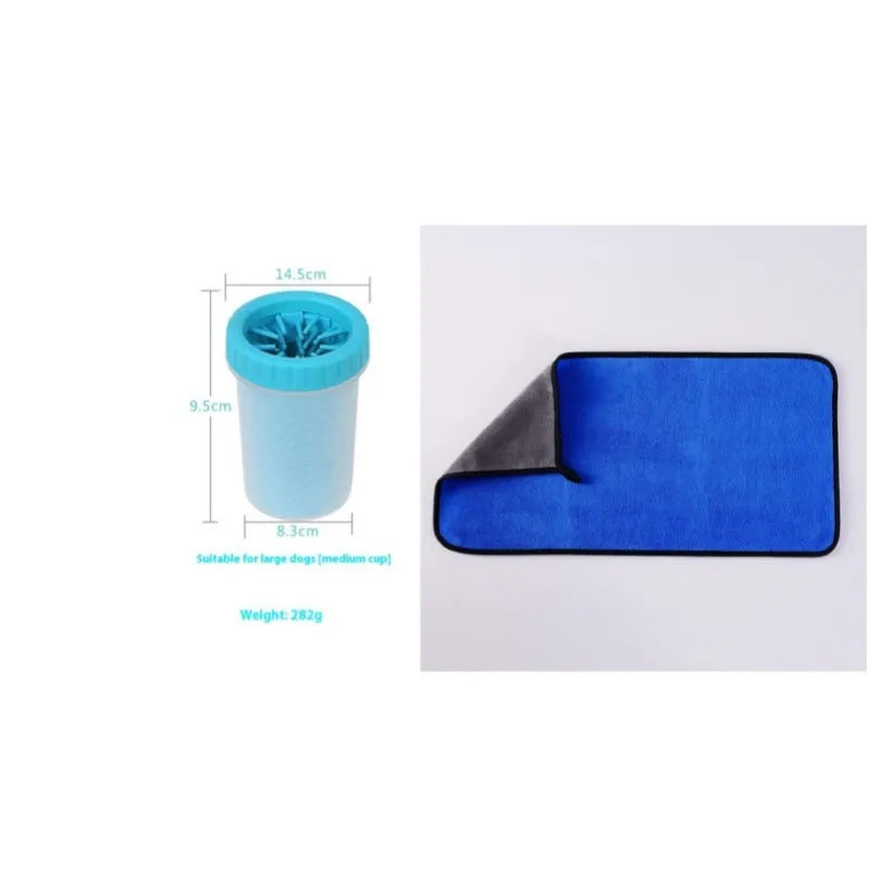Blue silicone dog paw cleaning wash bucket for pet foot hygiene