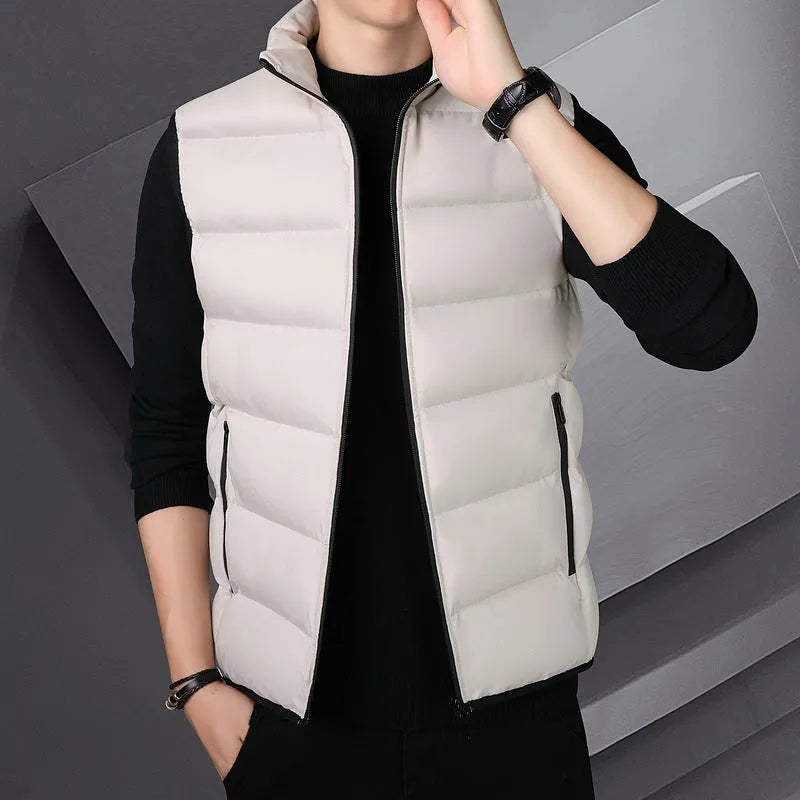 Men's slim fit warm sports down jacket in khaki colour, available in multiple sizes