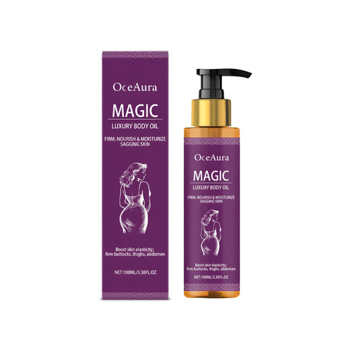 100ml glass bottle of body tightening oil with a dropper, containing a blend of botanical oils.