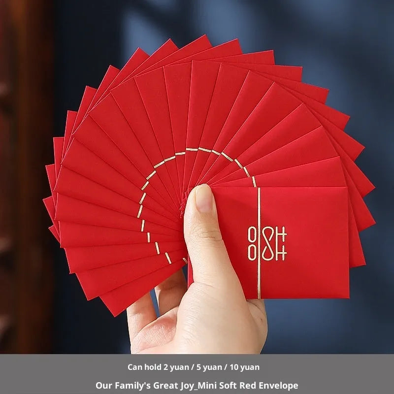 Pack of mini Chinese style wedding red packets in various colours for small cash gifts