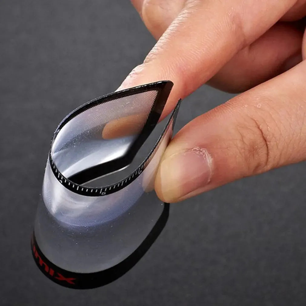 Black and white credit card-sized plastic magnifier for portable reading assistance