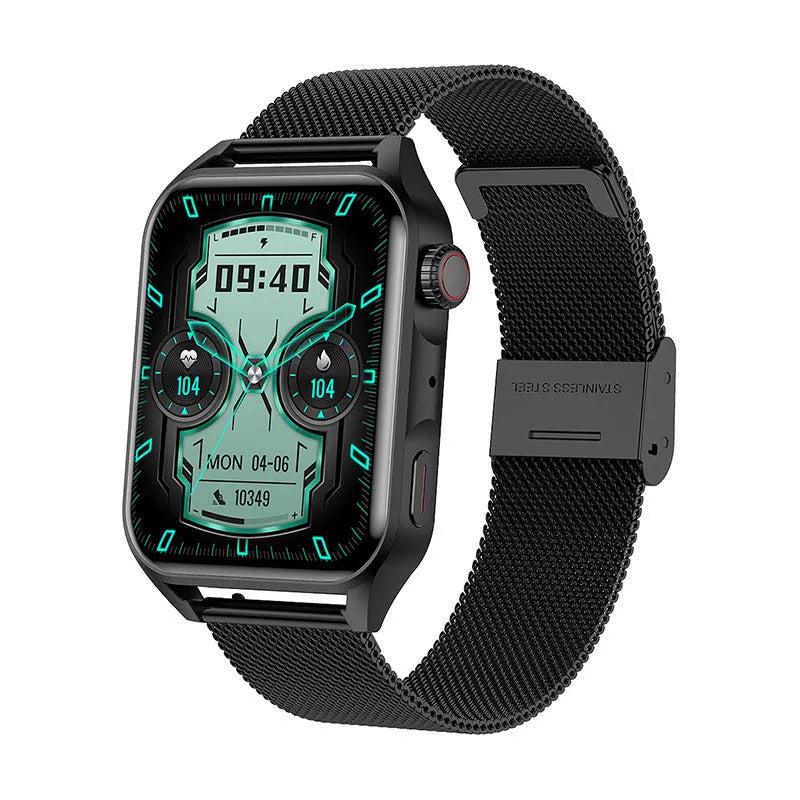 Smart watch with 1.8-inch AMOLED screen, NFC, and silicone strap in three colour options