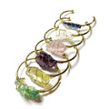 Handmade natural crystal rough stone bracelet with gold wire winding in geometric bohemian style