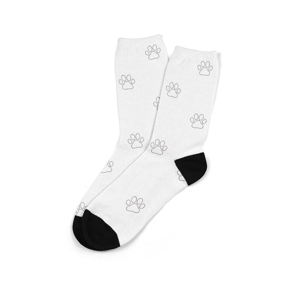 Personalised mid-calf tube socks with custom graphic printing in multiple colours