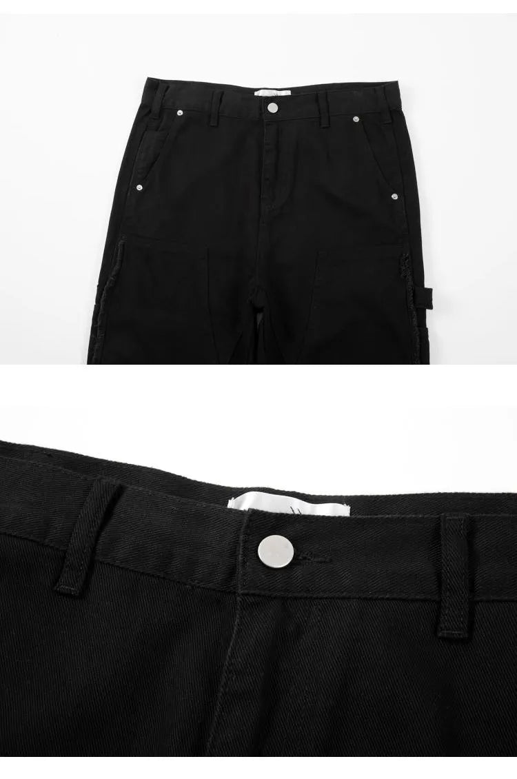 High Street straight leg skinny jeans for men in black and white denim with mid-rise waist
