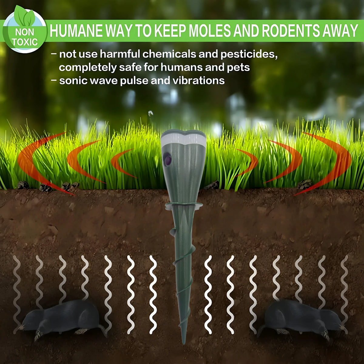 Solar powered ultrasonic cat repeller in flower shape for garden use