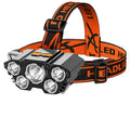 Head-mounted LED miner's lamp with adjustable strap, 10W illumination, and PVC construction