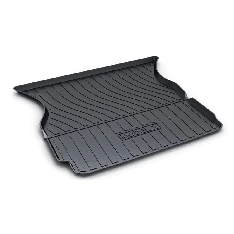 Tesla car floor mats with rubber construction and TPE footrest sections for Model 3, Y, S, X