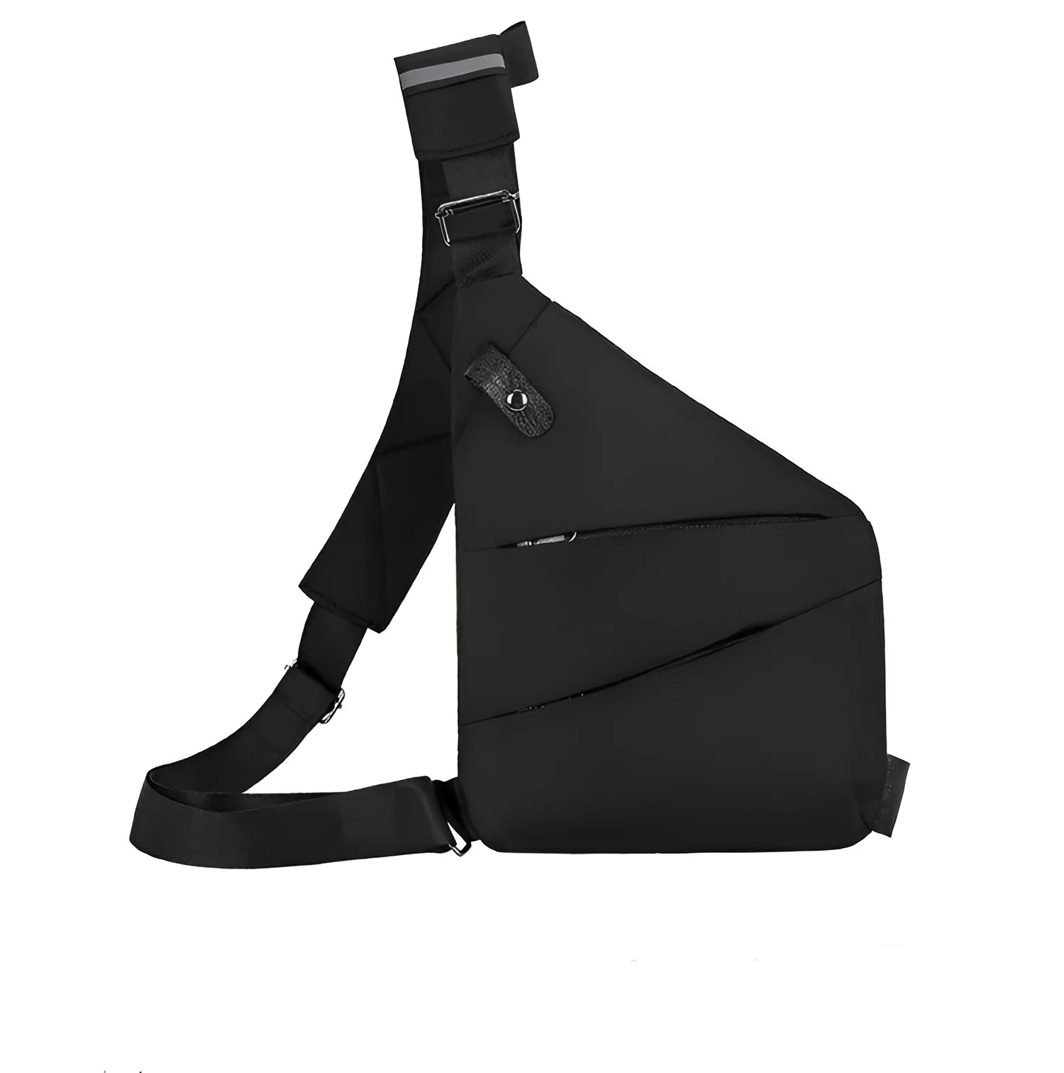 Men's canvas shoulder chest pack bag 20-35L black left shoulder style with zipper closure