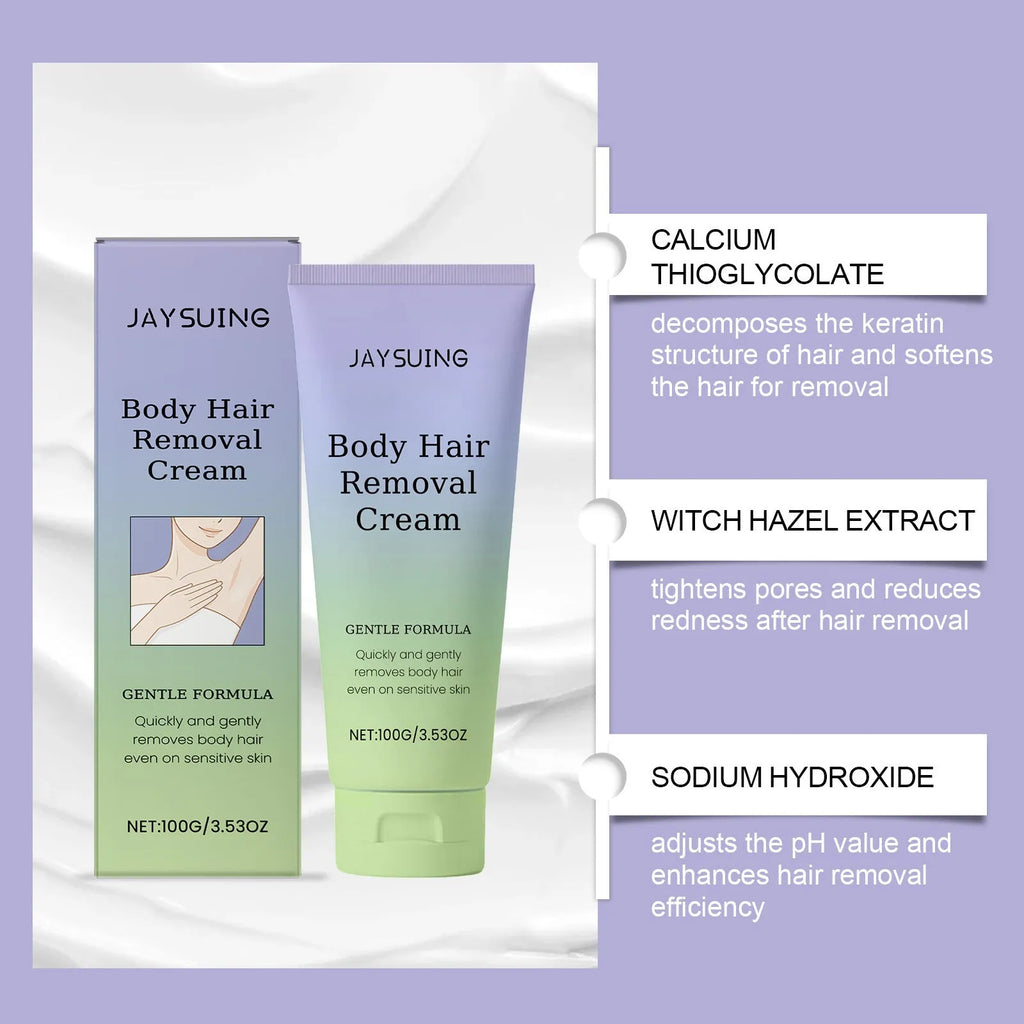 100g moisturising care hair removal cream with British style packaging showing depilatory formula