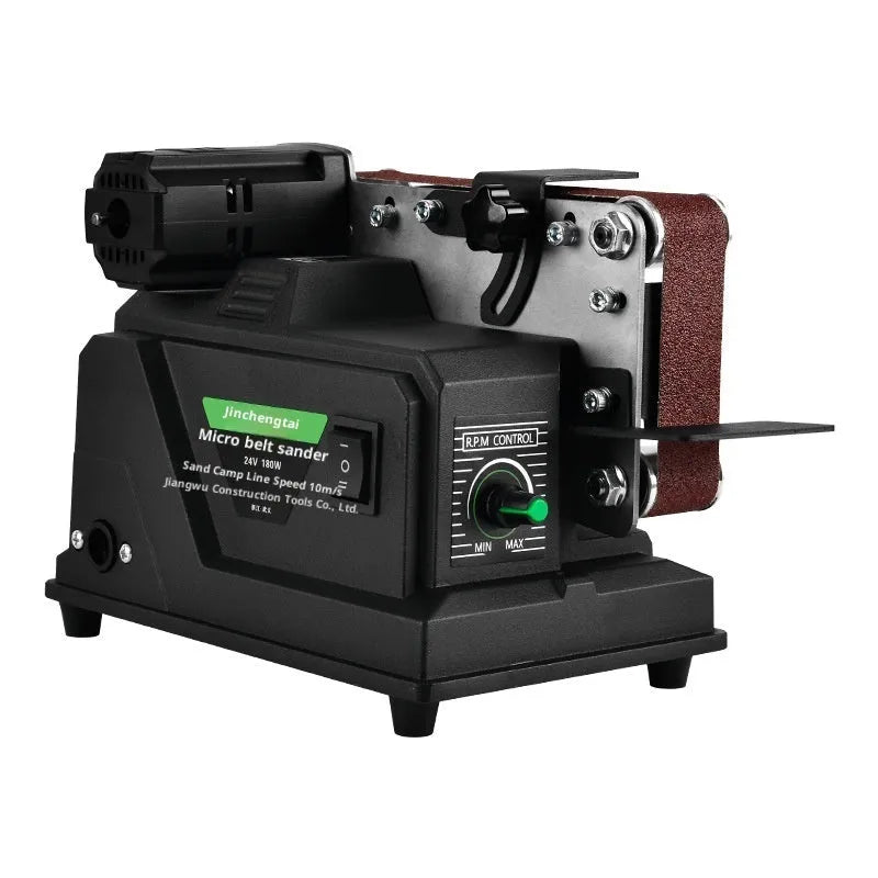 Small electric belt sander DIY polishing machine with adjustable double bracket and 10 abrasive belt